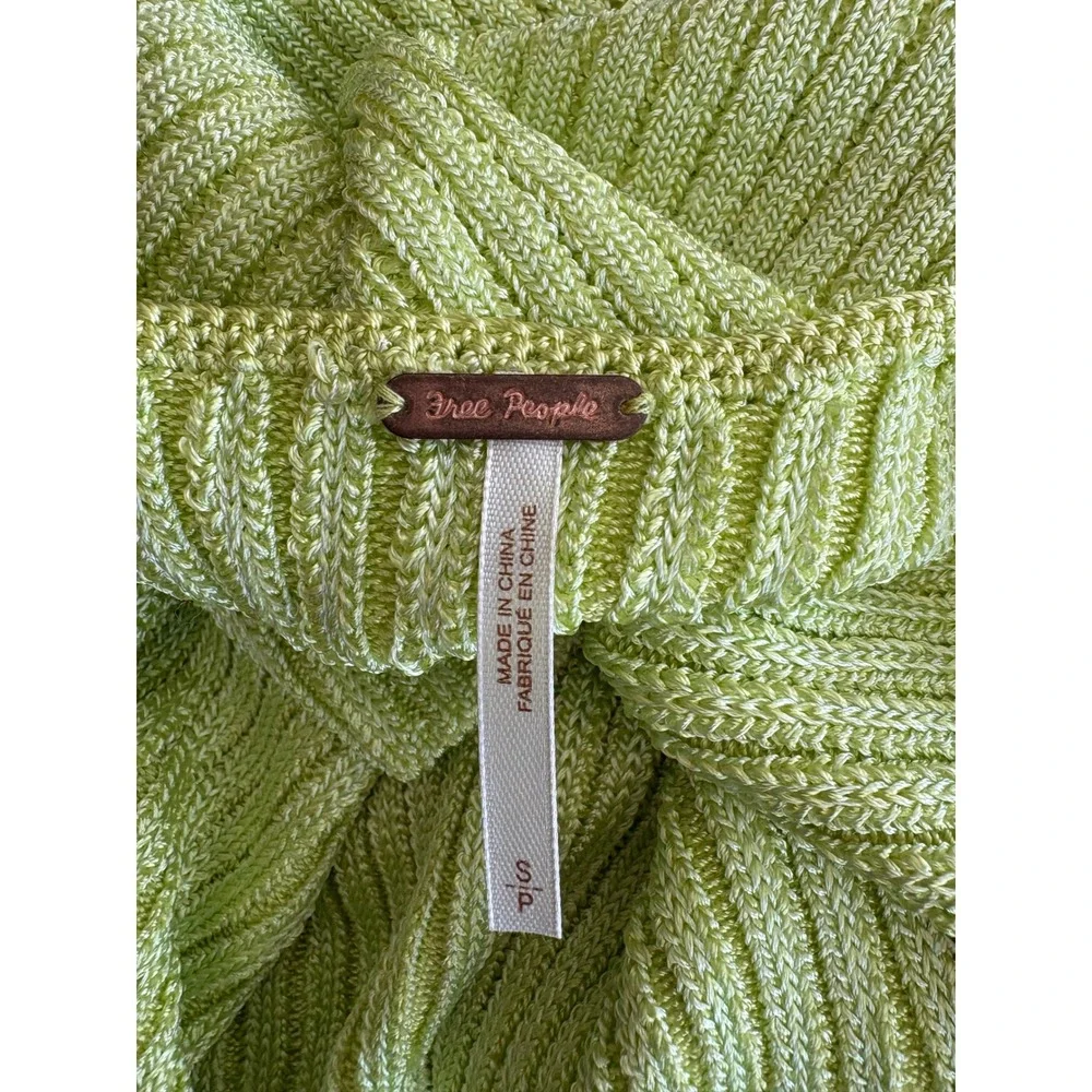 Free People Lime Green Ribbed Knit Scoop Neck Short Sleeve Crop‎ Top OB1936203 S
